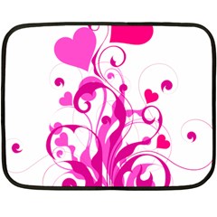 Heart Flourish Pink Valentine Fleece Blanket (mini) by Mariart