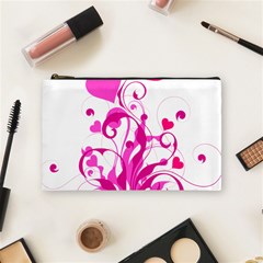 Heart Flourish Pink Valentine Cosmetic Bag (medium) 