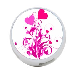 Heart Flourish Pink Valentine 4-port Usb Hub (two Sides) 