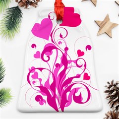 Heart Flourish Pink Valentine Bell Ornament (two Sides)