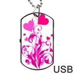 Heart Flourish Pink Valentine Dog Tag USB Flash (One Side) Front