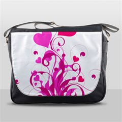 Heart Flourish Pink Valentine Messenger Bags