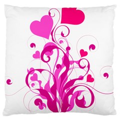 Heart Flourish Pink Valentine Large Cushion Case (one Side) by Mariart