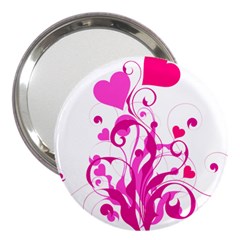 Heart Flourish Pink Valentine 3  Handbag Mirrors by Mariart