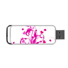 Heart Flourish Pink Valentine Portable Usb Flash (one Side) by Mariart