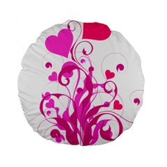 Heart Flourish Pink Valentine Standard 15  Premium Round Cushions