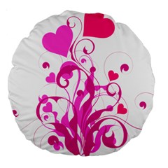 Heart Flourish Pink Valentine Large 18  Premium Round Cushions