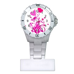 Heart Flourish Pink Valentine Plastic Nurses Watch by Mariart