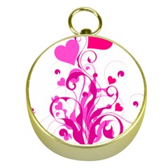 Heart Flourish Pink Valentine Gold Compasses