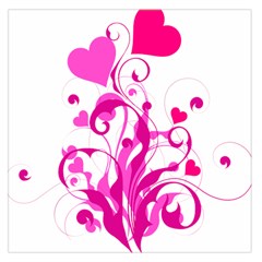 Heart Flourish Pink Valentine Large Satin Scarf (square)