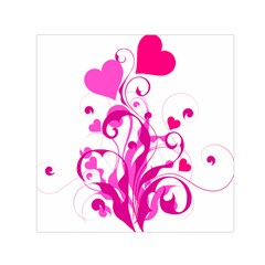 Heart Flourish Pink Valentine Small Satin Scarf (square)