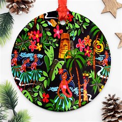 Hawaiian Girls Black Flower Floral Summer Ornament (round) by Mariart