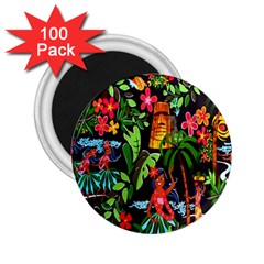 Hawaiian Girls Black Flower Floral Summer 2 25  Magnets (100 Pack)  by Mariart