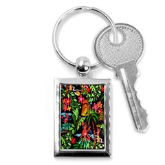 Hawaiian Girls Black Flower Floral Summer Key Chains (rectangle) 