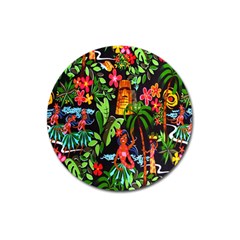 Hawaiian Girls Black Flower Floral Summer Magnet 3  (round) by Mariart