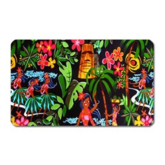 Hawaiian Girls Black Flower Floral Summer Magnet (rectangular) by Mariart