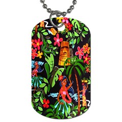 Hawaiian Girls Black Flower Floral Summer Dog Tag (one Side) by Mariart