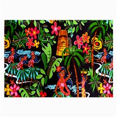 Hawaiian Girls Black Flower Floral Summer Large Glasses Cloth (2-side) by Mariart