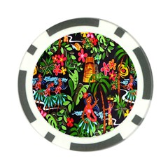 Hawaiian Girls Black Flower Floral Summer Poker Chip Card Guard