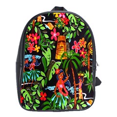 Hawaiian Girls Black Flower Floral Summer School Bag (large) by Mariart