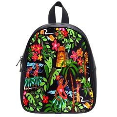 Hawaiian Girls Black Flower Floral Summer School Bag (small) by Mariart