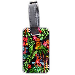 Hawaiian Girls Black Flower Floral Summer Luggage Tags (two Sides) by Mariart