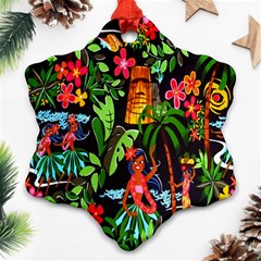 Hawaiian Girls Black Flower Floral Summer Ornament (snowflake) by Mariart