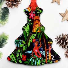 Hawaiian Girls Black Flower Floral Summer Ornament (christmas Tree)  by Mariart