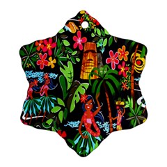 Hawaiian Girls Black Flower Floral Summer Snowflake Ornament (two Sides)