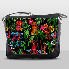 Hawaiian Girls Black Flower Floral Summer Messenger Bags