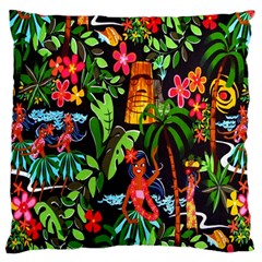 Hawaiian Girls Black Flower Floral Summer Large Cushion Case (one Side)