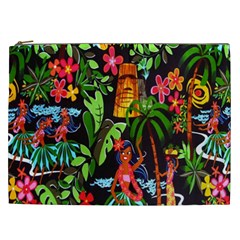 Hawaiian Girls Black Flower Floral Summer Cosmetic Bag (xxl)  by Mariart