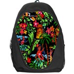 Hawaiian Girls Black Flower Floral Summer Backpack Bag Front