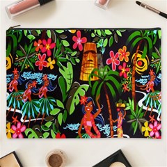 Hawaiian Girls Black Flower Floral Summer Cosmetic Bag (xxxl)  by Mariart