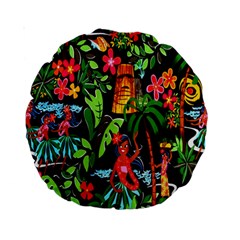 Hawaiian Girls Black Flower Floral Summer Standard 15  Premium Round Cushions