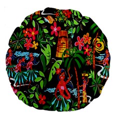 Hawaiian Girls Black Flower Floral Summer Large 18  Premium Round Cushions