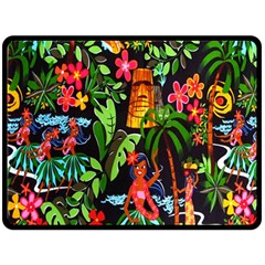 Hawaiian Girls Black Flower Floral Summer Double Sided Fleece Blanket (large)  by Mariart