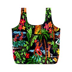 Hawaiian Girls Black Flower Floral Summer Full Print Recycle Bags (m)  by Mariart