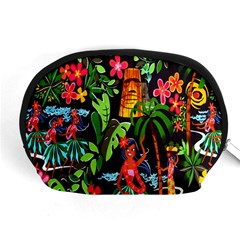 Hawaiian Girls Black Flower Floral Summer Accessory Pouches (medium) 