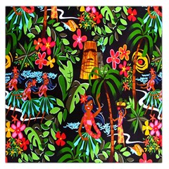 Hawaiian Girls Black Flower Floral Summer Large Satin Scarf (square) by Mariart