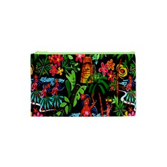 Hawaiian Girls Black Flower Floral Summer Cosmetic Bag (xs) by Mariart