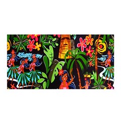 Hawaiian Girls Black Flower Floral Summer Satin Wrap by Mariart