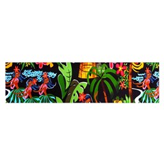 Hawaiian Girls Black Flower Floral Summer Satin Scarf (oblong) by Mariart