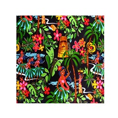 Hawaiian Girls Black Flower Floral Summer Small Satin Scarf (square) by Mariart