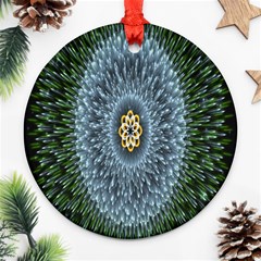 Hipnotic Star Space White Green Ornament (round)