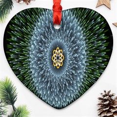 Hipnotic Star Space White Green Ornament (heart) by Mariart