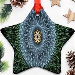 Hipnotic Star Space White Green Ornament (star)