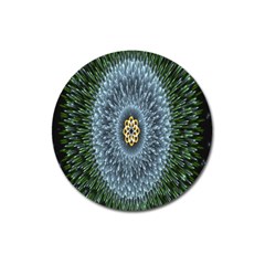 Hipnotic Star Space White Green Magnet 3  (round)