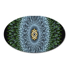 Hipnotic Star Space White Green Oval Magnet by Mariart