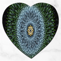 Hipnotic Star Space White Green Jigsaw Puzzle (Heart)